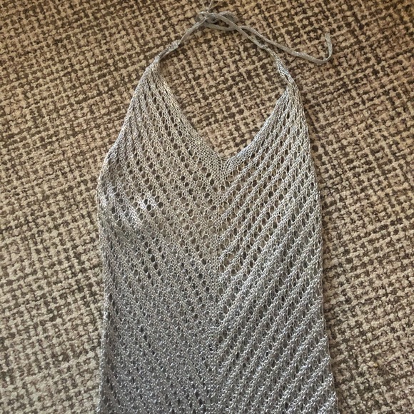 🚨NWOT LAST 1 Silver Metallic Halter Dress - Picture 3 of 5
